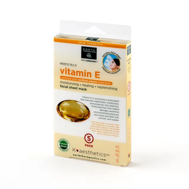 earth-therapeutics-vitamin-e-mask-5-pack-biodegradable-sheet-masks image 1