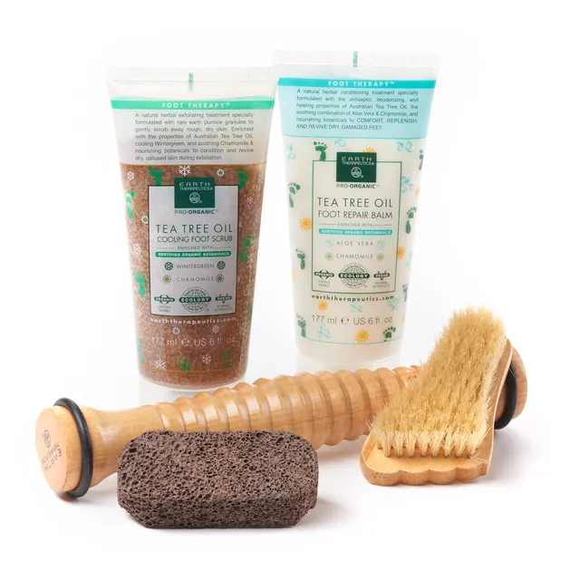 earth-therapeutics-sole-food-foot-therapy-kit-balm-scrub-pumice-stone-brush image 1