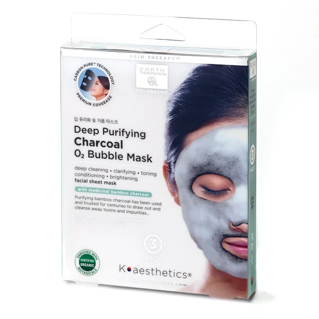 earth-therapeutics-deep-purifying-charcoal-bubble-mask-3-pack-bamboo-charcoal-te image 1