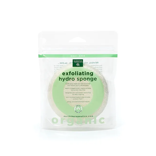 earth-therapeutics-organic-cotton-exfoliating-hydro-sponge-round-natural image 1