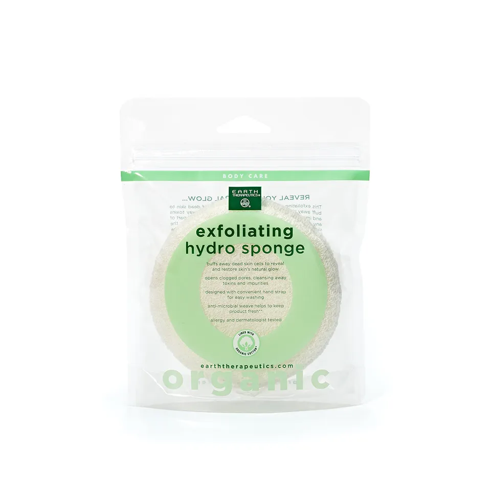 earth-therapeutics-organic-cotton-exfoliating-hydro-sponge-round-natural image 1