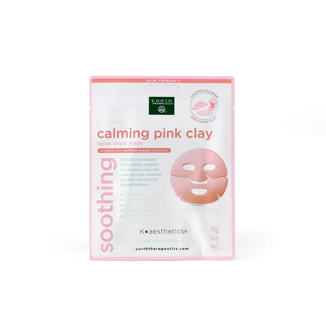 earth-therapeutics-calming-pink-clay-facial-sheet-mask-soothes-redness-irritatio image 1