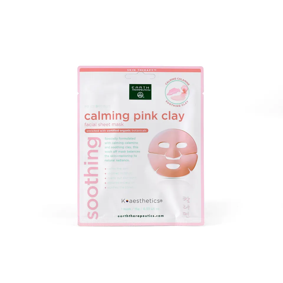 earth-therapeutics-calming-pink-clay-facial-sheet-mask-soothes-redness-irritatio image 1