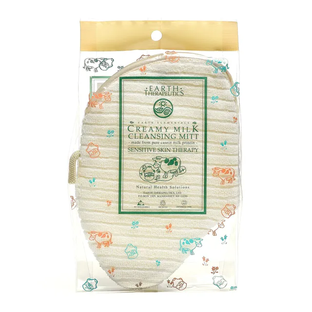 earth-therapeutics-creamy-milk-cleansing-mitt-with-patented-casein-infused-fabri image 1