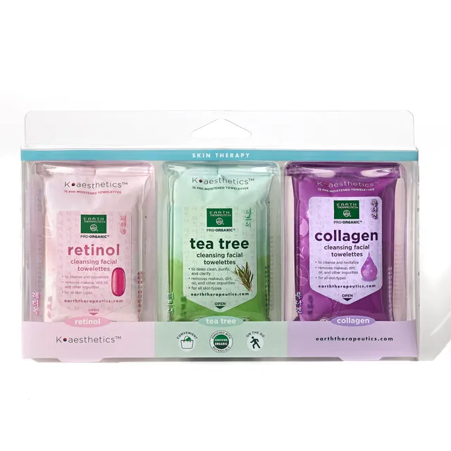 earth-therapeutics-cleansing-facial-towelettes-3-pack-travel-size-retinol-tea-tr image 1