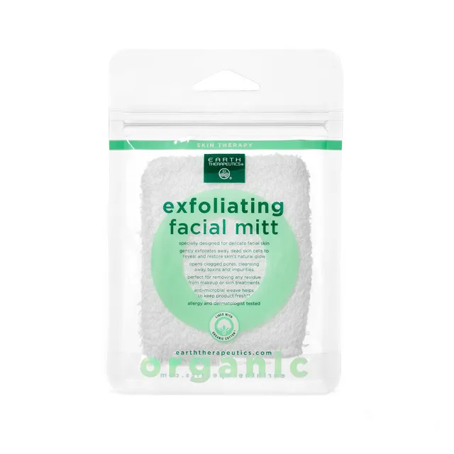 earth-therapeutics-organic-cotton-exfoliating-facial-mitt-white image 1