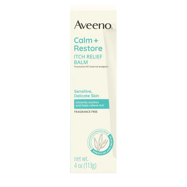aveeno-calm-restore-itch-relief-body-balm-with-pramoxine-hcl-prebiotic-oat-aloe- image 1