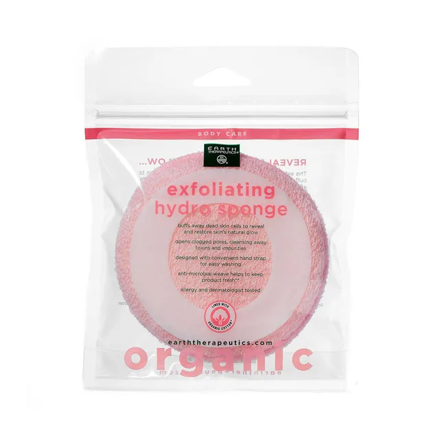 earth-therapeutics-organic-cotton-exfoliating-hydro-sponge-round-pink image 1