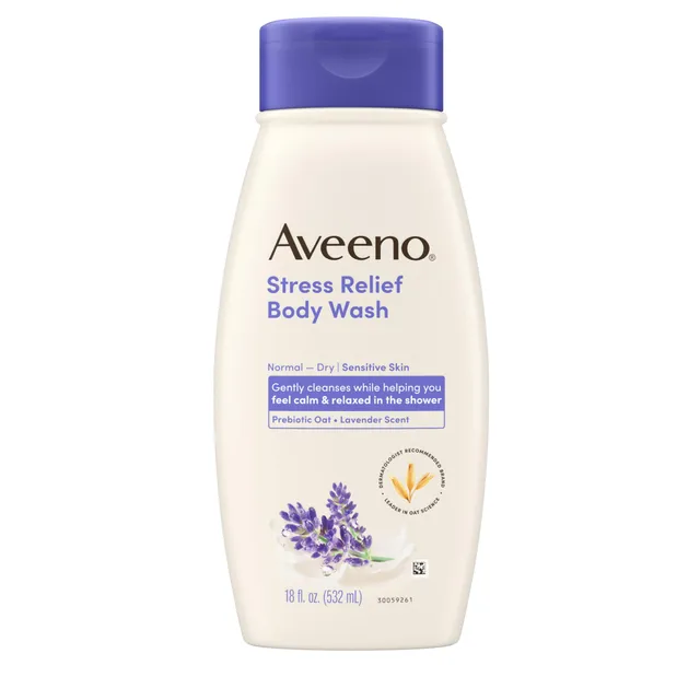 aveeno-stress-relief-body-wash-with-nourishing-oat-lavender-scent-for-sensitive- image 1