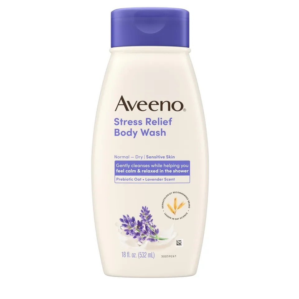 aveeno-stress-relief-body-wash-with-nourishing-oat-lavender-scent-for-sensitive- image 1
