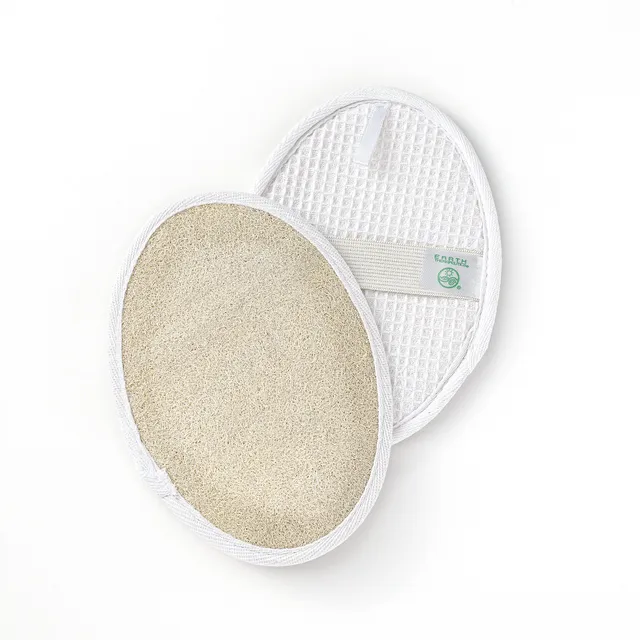 earth-therapeutics-loofah-bath-pad-dual-sided-oval-loofah-sponge-with-terry-clot image 1
