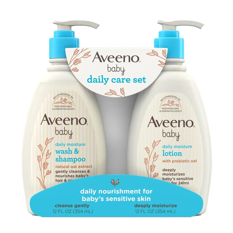 aveeno-baby-daily-care-gift-set-with-oat-extract-moisturizing-lotion-and-2-in-1- image 1