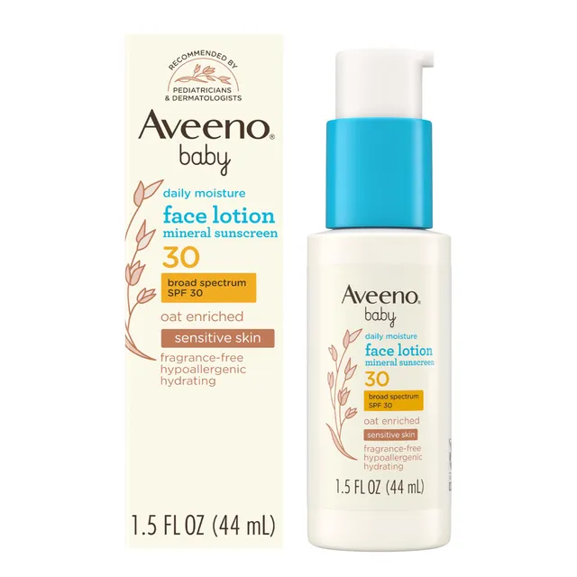 aveeno-baby-daily-moisture-face-lotion-mineral-sunscreen-spf-30-oat-enriched-fra image 1