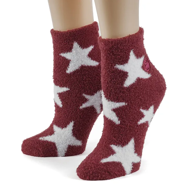 earth-therapeutics-aloe-moisture-socks-2-pack-stars-burgundy-infused-with-aloe-v image 1