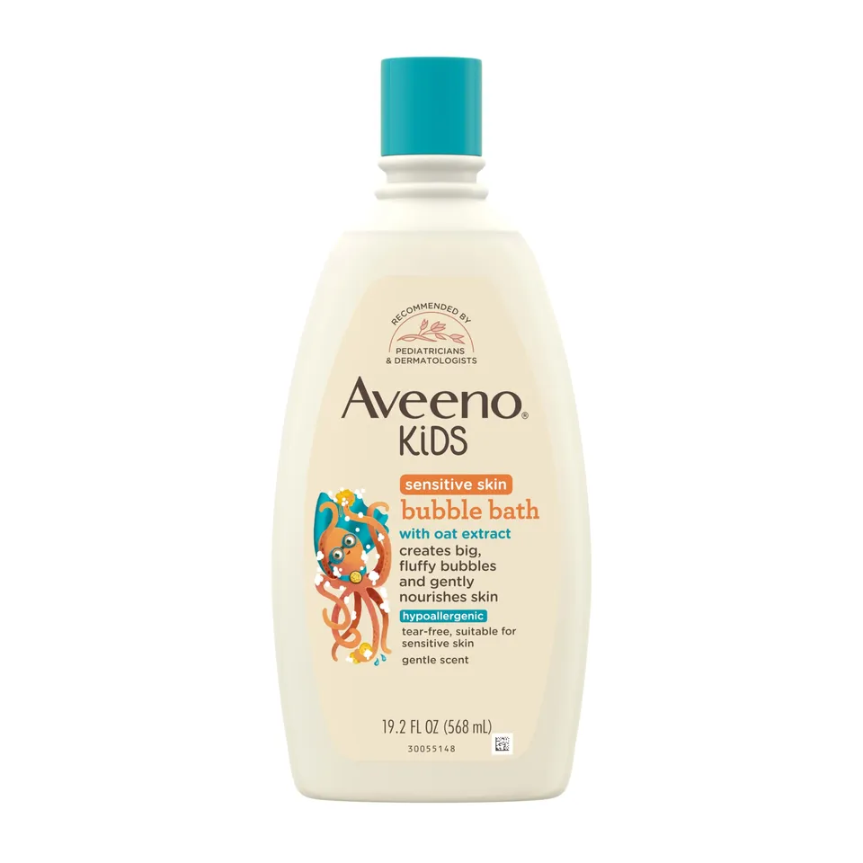 aveeno-kids-bubble-bath-sensitive-skin-19-2-oz-gentle-oat-extract-formula-parabe image 1