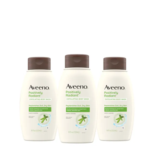 aveeno-positively-radiant-exfoliating-body-wash-with-soy-extract-18-fl-oz-pack-o image 1