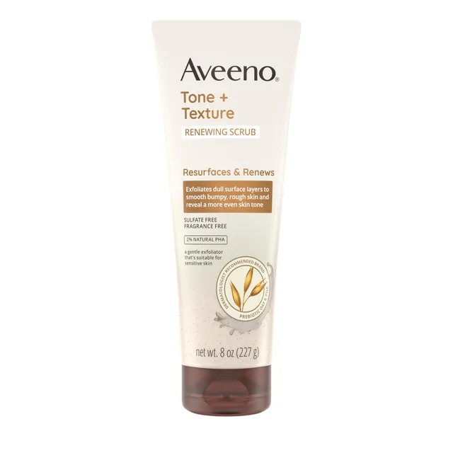 aveeno-tone-texture-renewing-body-scrub-prebiotic-oat-exfoliating-wash-for-smoot image 1