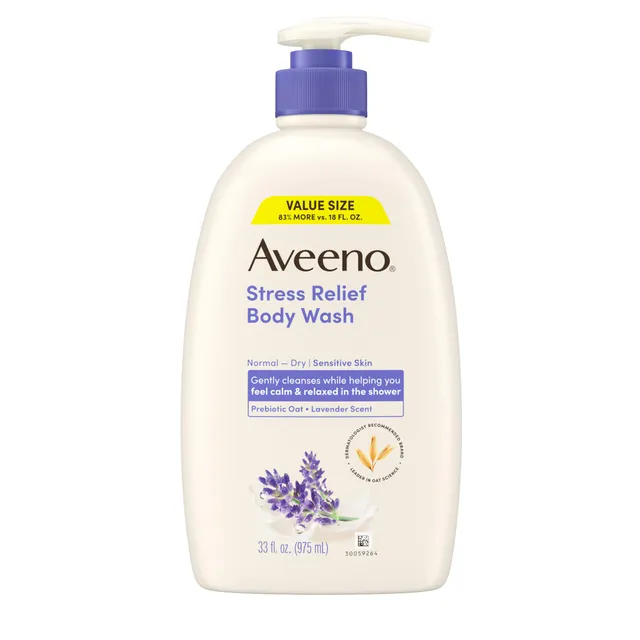 aveeno-stress-relief-body-wash-lavender-scent-with-nourishing-prebiotic-oat-sens image 1
