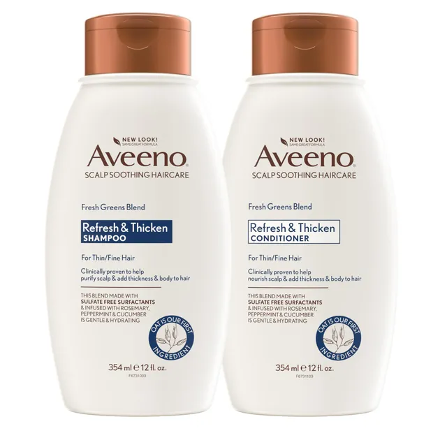 aveeno-fresh-greens-shampoo-and-conditioner-set-with-rosemary-peppermint-cucumbe image 1