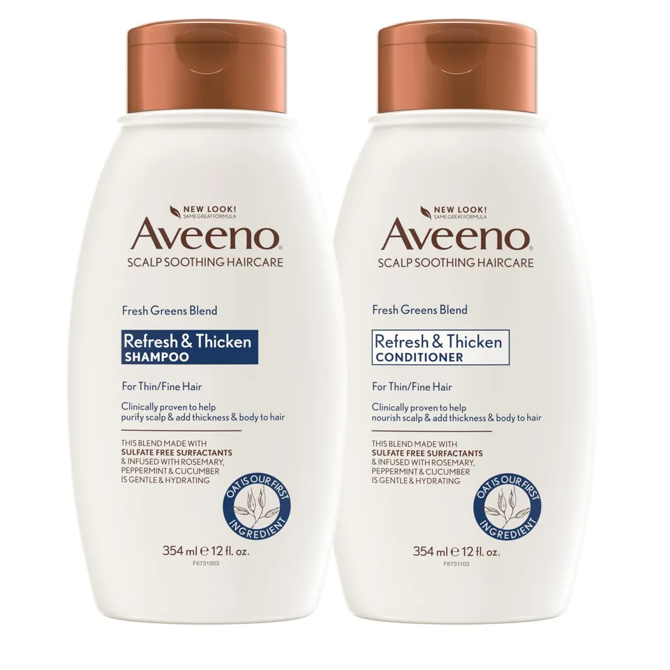 aveeno-fresh-greens-shampoo-and-conditioner-set-with-rosemary-peppermint-cucumbe image 1