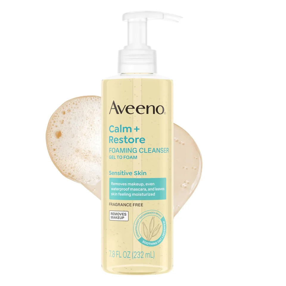 aveeno-calm-restore-foaming-cleanser-gentle-fragrance-free-face-wash-for-sensiti image 1