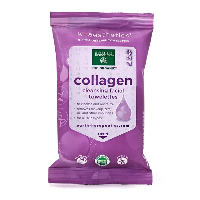 earth-therapeutics-cleansing-facial-towelettes-collagen-travel-size-15-wipes image 1