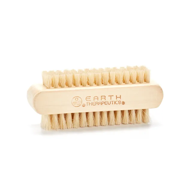 earth-therapeutics-genuine-bristle-nail-brush-wooden-base-dual-sided image 1