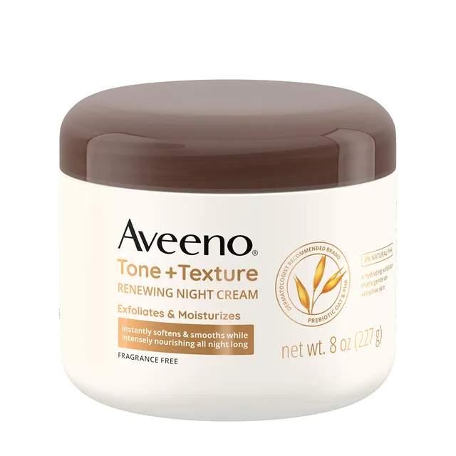 aveeno-tone-texture-renewing-body-night-cream-with-prebiotic-oat-8-oz image 1