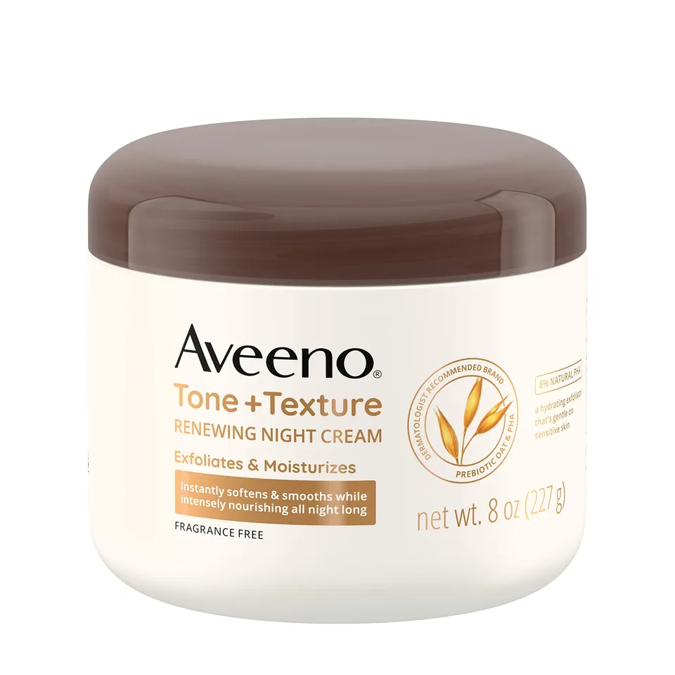 aveeno-tone-texture-renewing-body-night-cream-with-prebiotic-oat-8-oz image 1