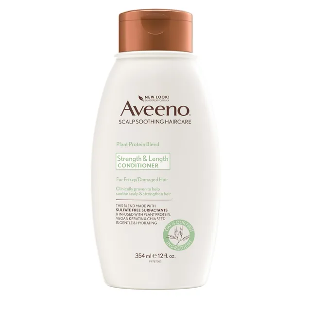 aveeno-strength-length-plant-protein-blend-conditioner-vegan-formula-for-strong- image 1