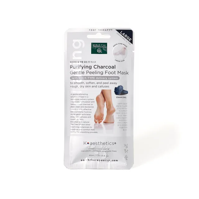 earth-therapeutics-purifying-charcoal-gentle-peeling-foot-mask-large-deep-clean- image 1