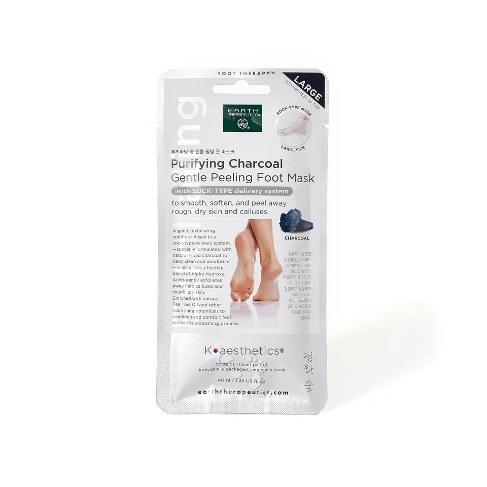 earth-therapeutics-purifying-charcoal-gentle-peeling-foot-mask-large-deep-clean- image 1