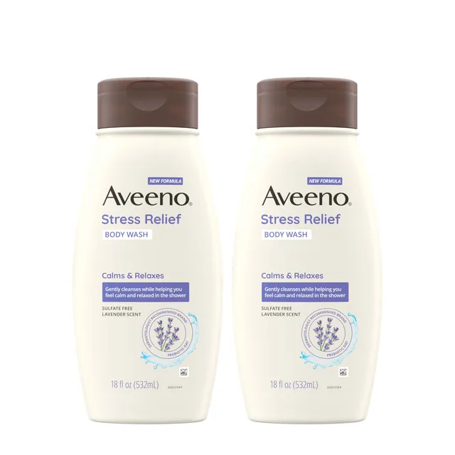 aveeno-stress-relief-body-wash-with-prebiotic-oat-lavender-soap-free-twin-pack-2 image 1