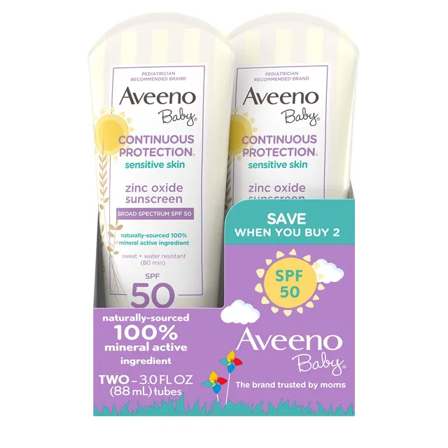aveeno-baby-continuous-protection-mineral-sunscreen-lotion-spf-50-twin-pack-2-x- image 1