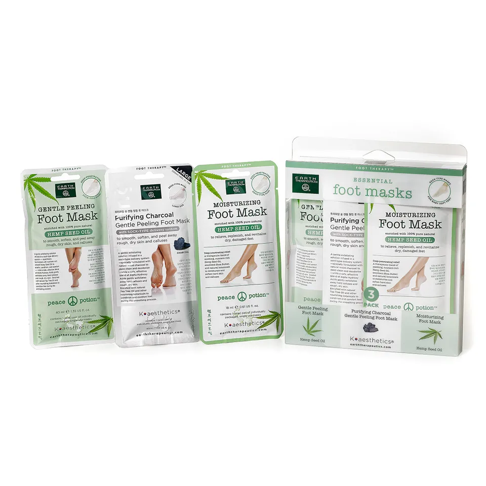 earth-therapeutics-essential-foot-masks-3-pack-gentle-peeling-with-hemp-seed-oil image 1