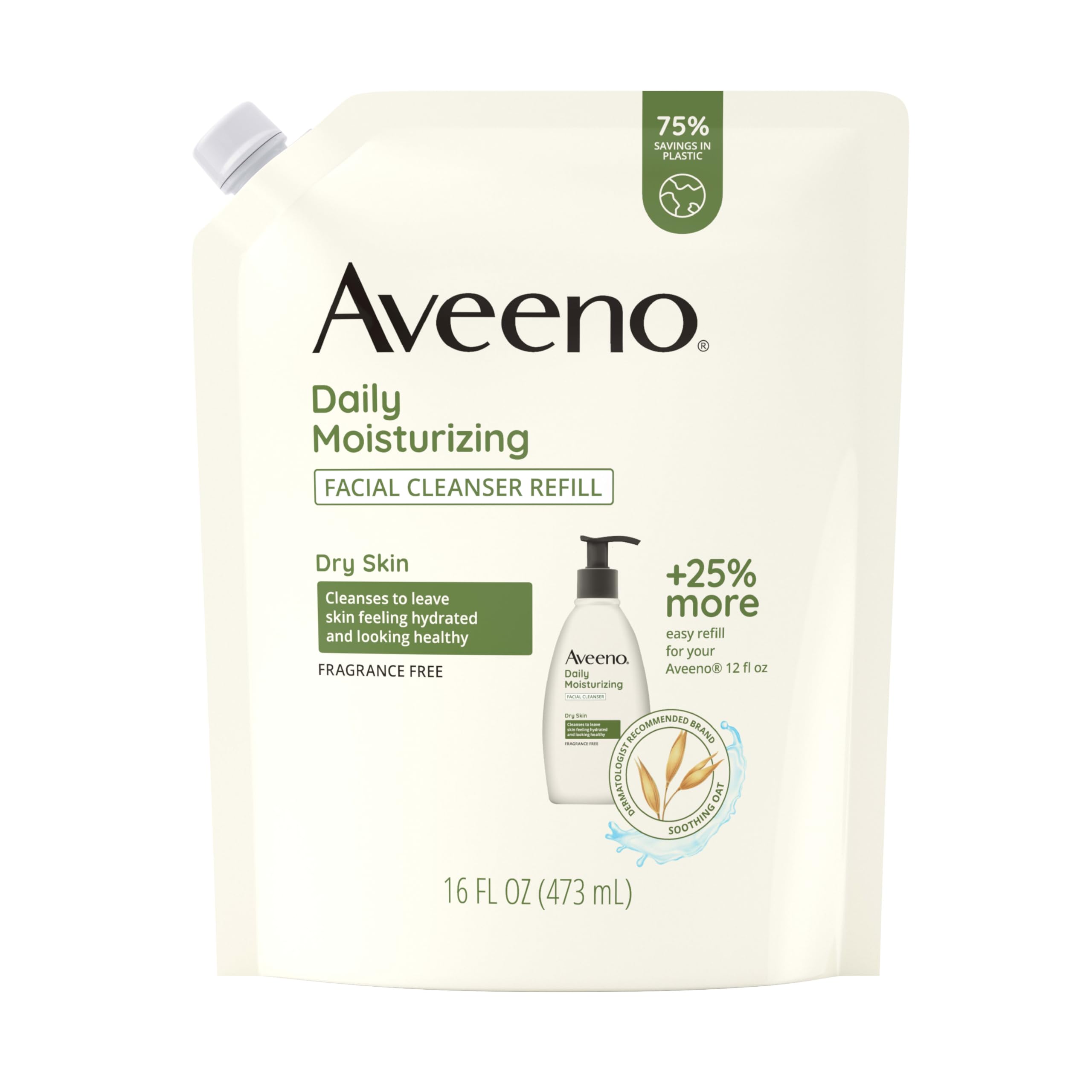 aveeno-daily-moisturizing-facial-cleanser-refill-pouch-fragrance-free-with-sooth image 1