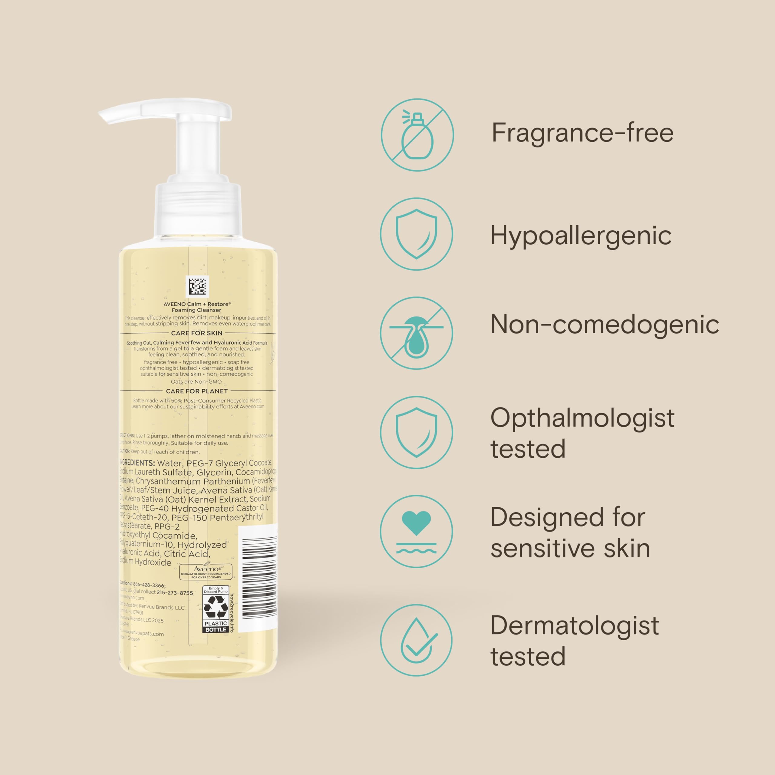 aveeno-calm-restore-foaming-cleanser-gentle-fragrance-free-face-wash-for-sensiti image 7