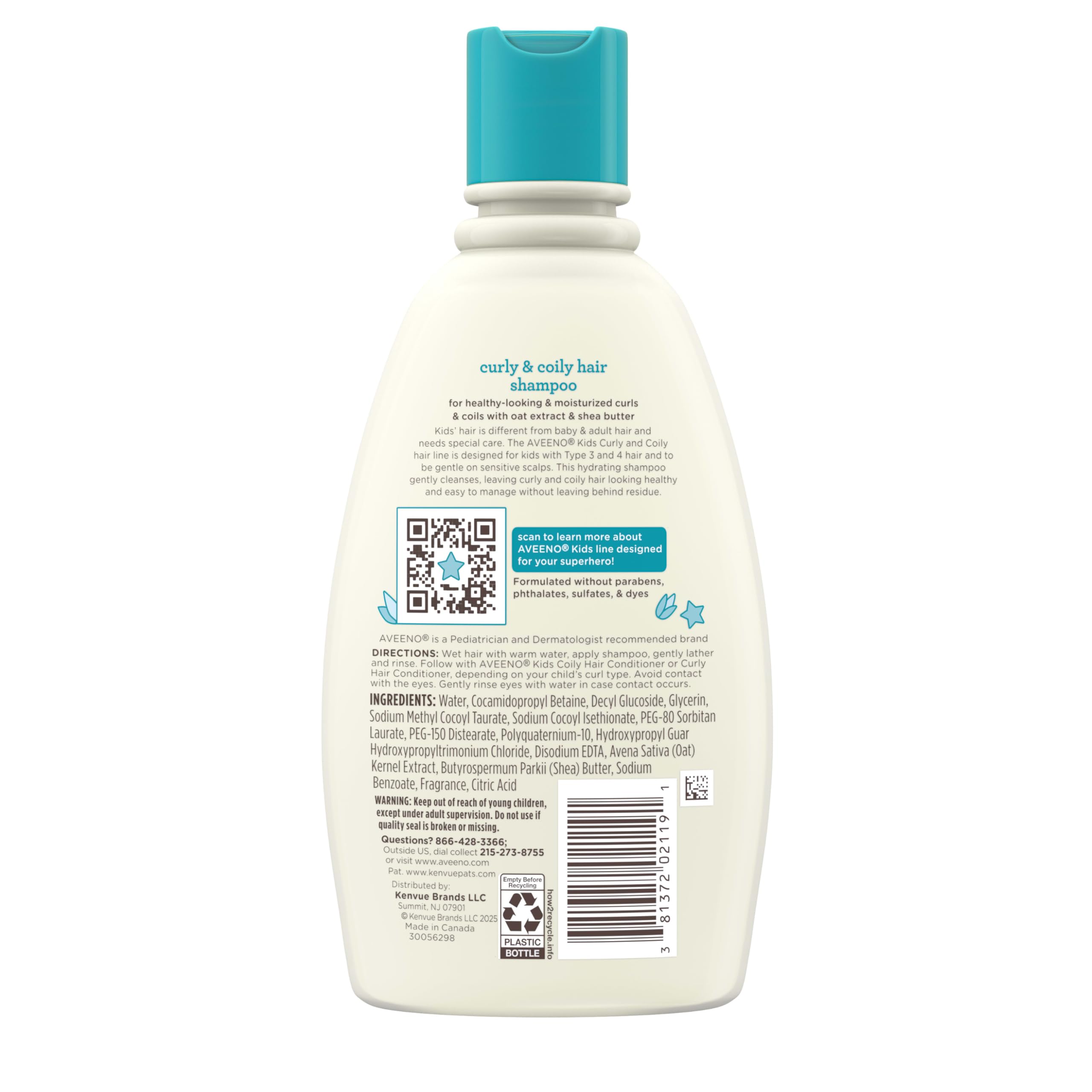 aveeno-kids-curly-coily-hair-shampoo-with-oat-extract-shea-butter-type-3-4-hair- image 7