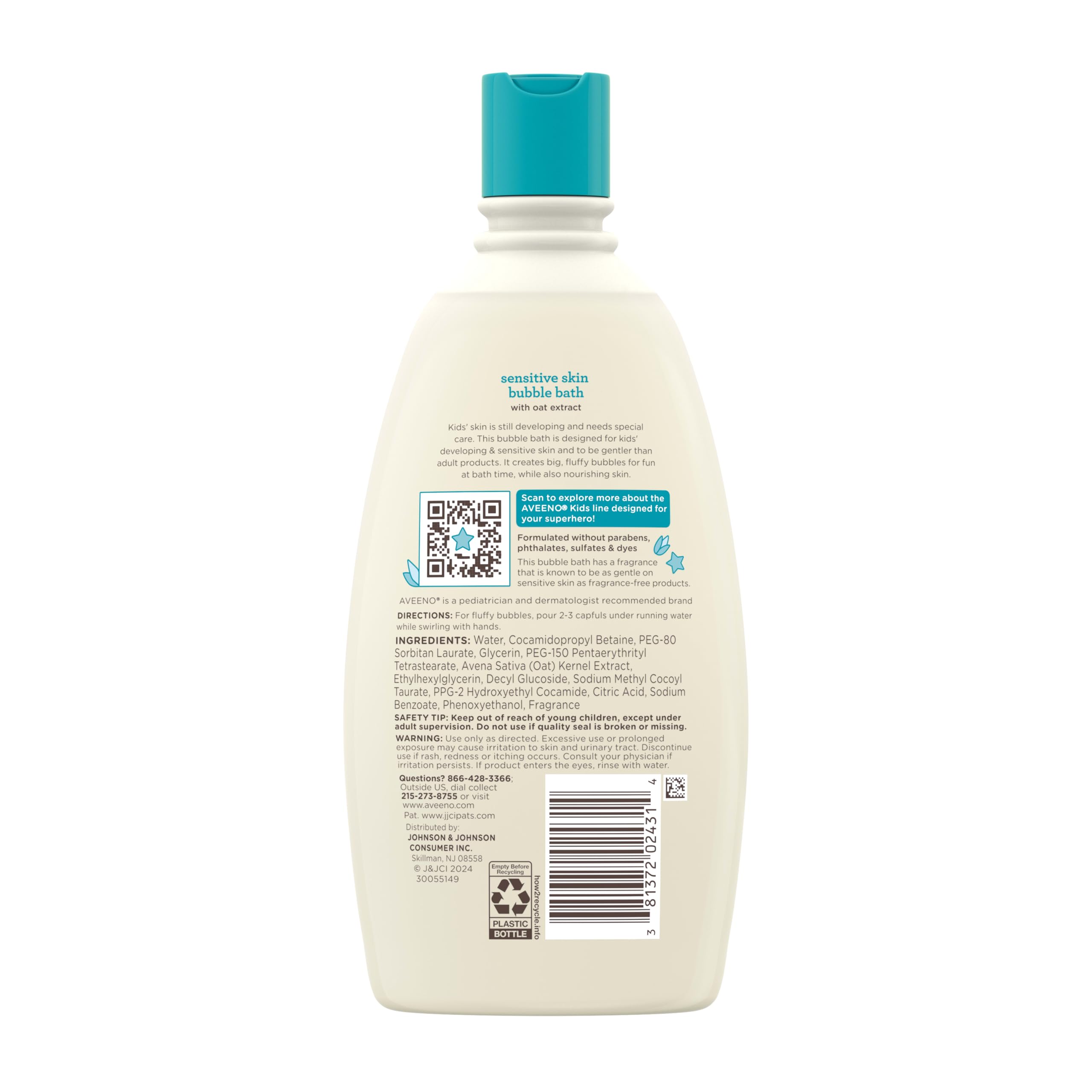 aveeno-kids-bubble-bath-sensitive-skin-19-2-oz-gentle-oat-extract-formula-parabe image 8