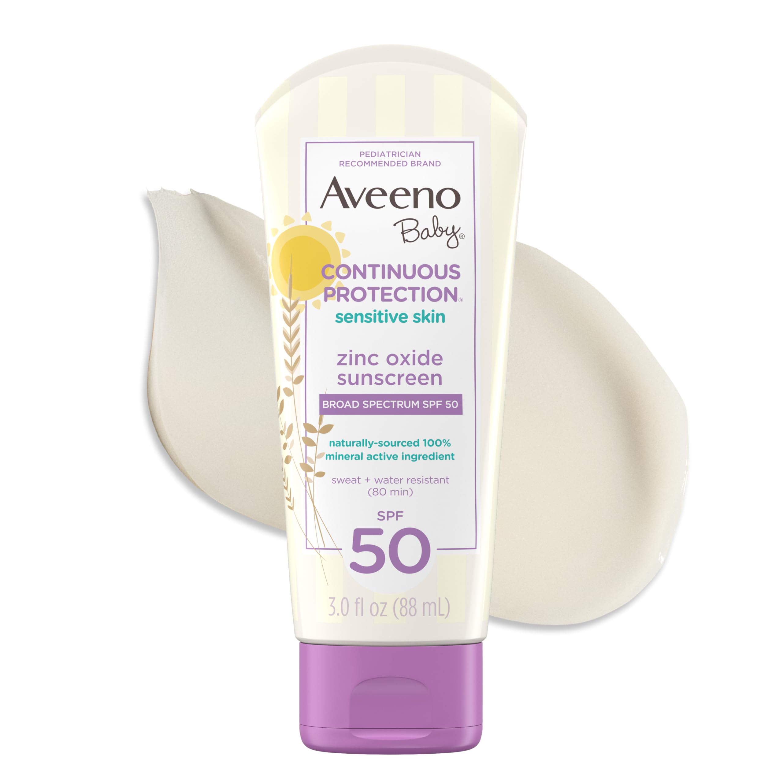 aveeno-baby-continuous-protection-zinc-oxide-spf-50-mineral-sunscreen-for-sensit image 1