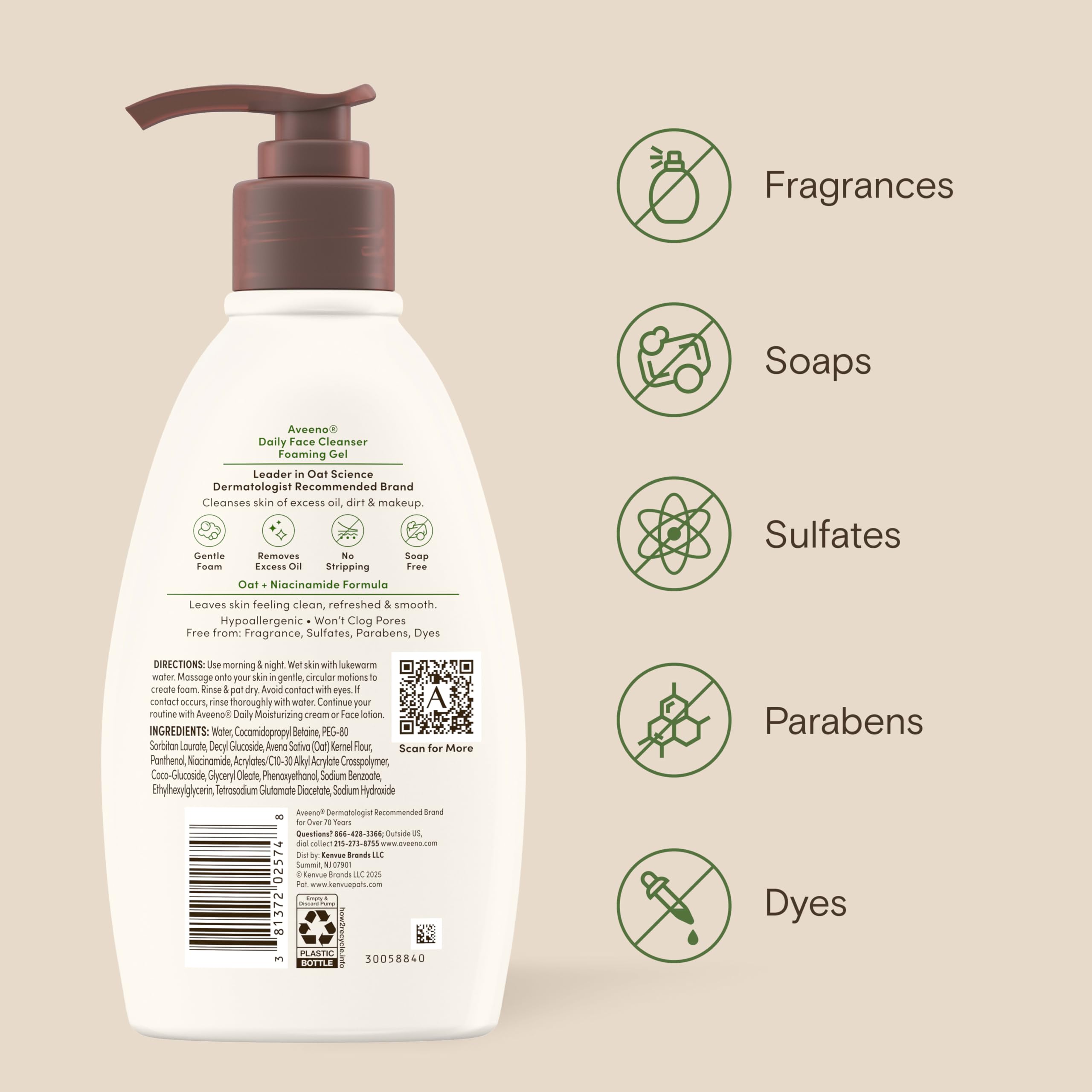 aveeno-daily-foaming-gel-facial-cleanser-prebiotic-oat-niacinamide-fragrance-fre image 8