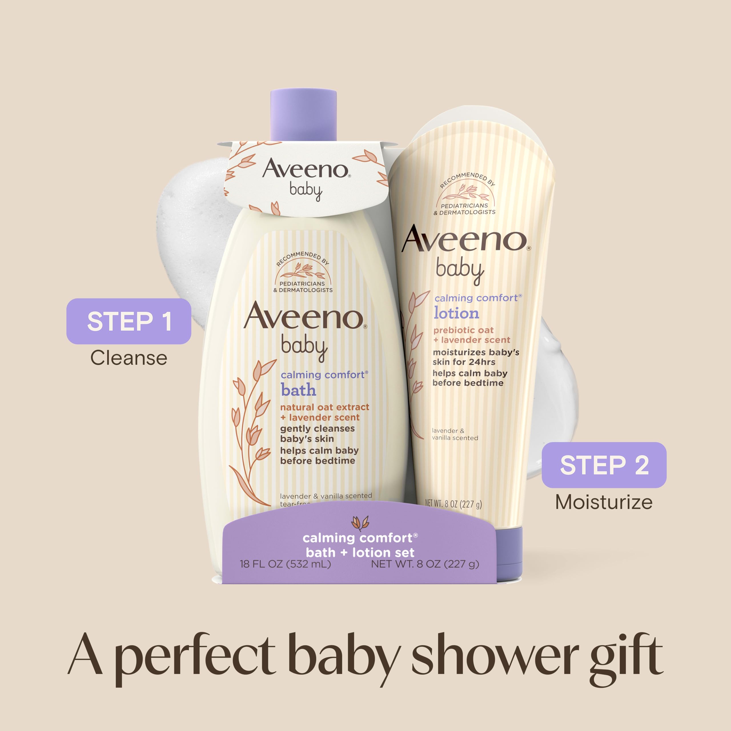 aveeno-baby-calming-comfort-bath-body-lotion-set-nighttime-baby-wash-baby-lotion image 8