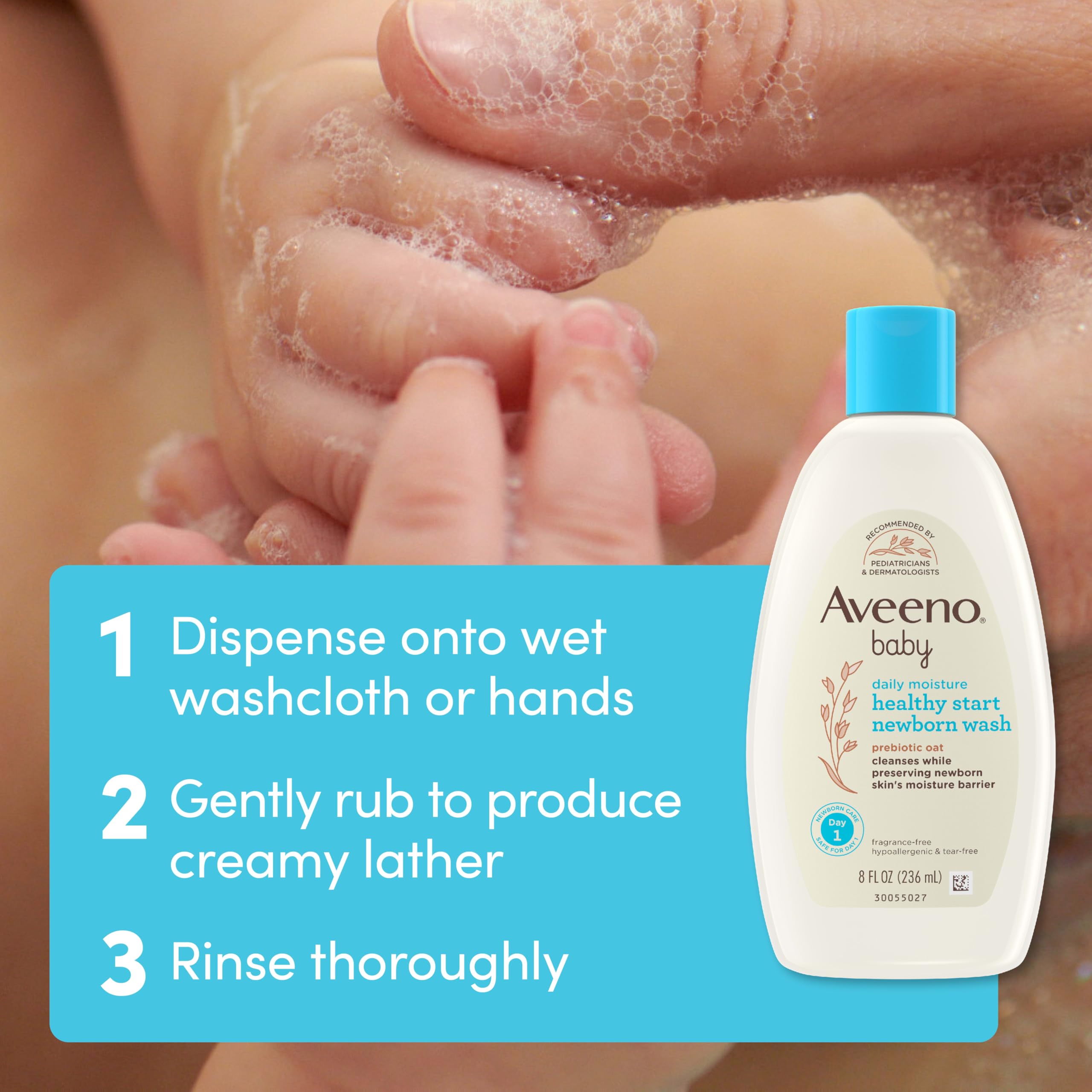 aveeno-baby-healthy-start-nourishing-newborn-wash-prebiotic-oat-tear-free-8-fl-o image 6