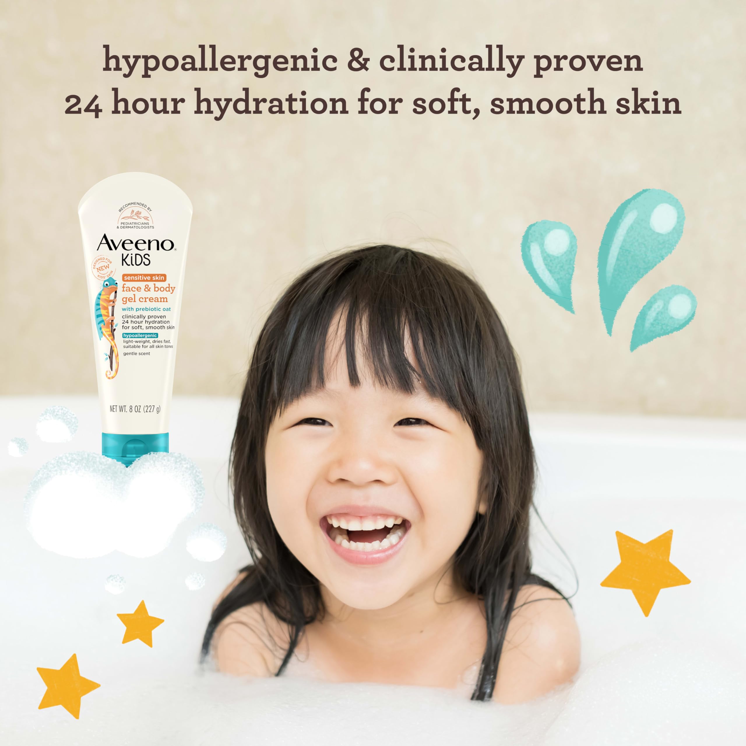 aveeno-kids-sensitive-skin-face-body-gel-cream-with-prebiotic-oat-8-oz image 2