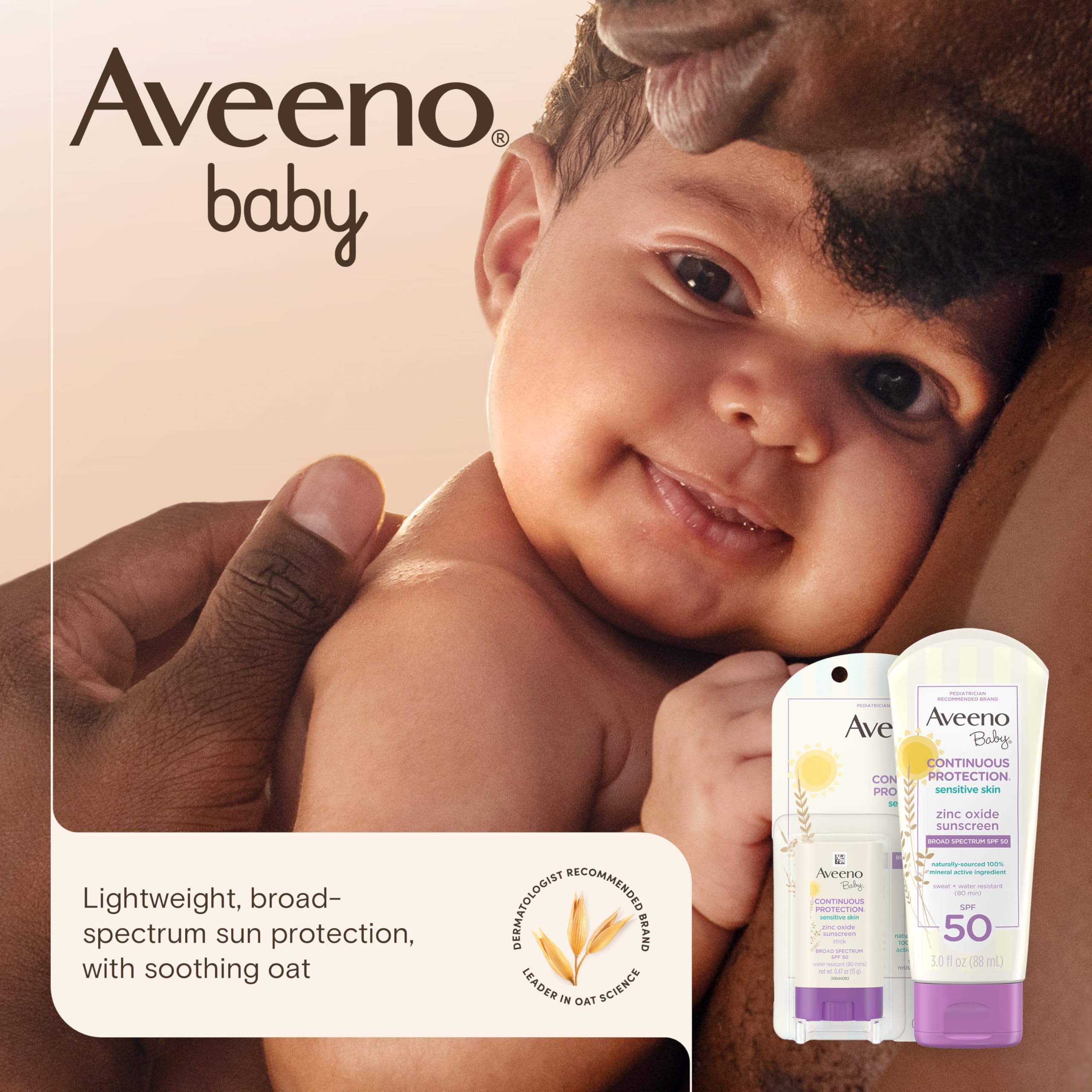 aveeno-baby-continuous-protection-mineral-sunscreen-lotion-spf-50-sensitive-skin image 2