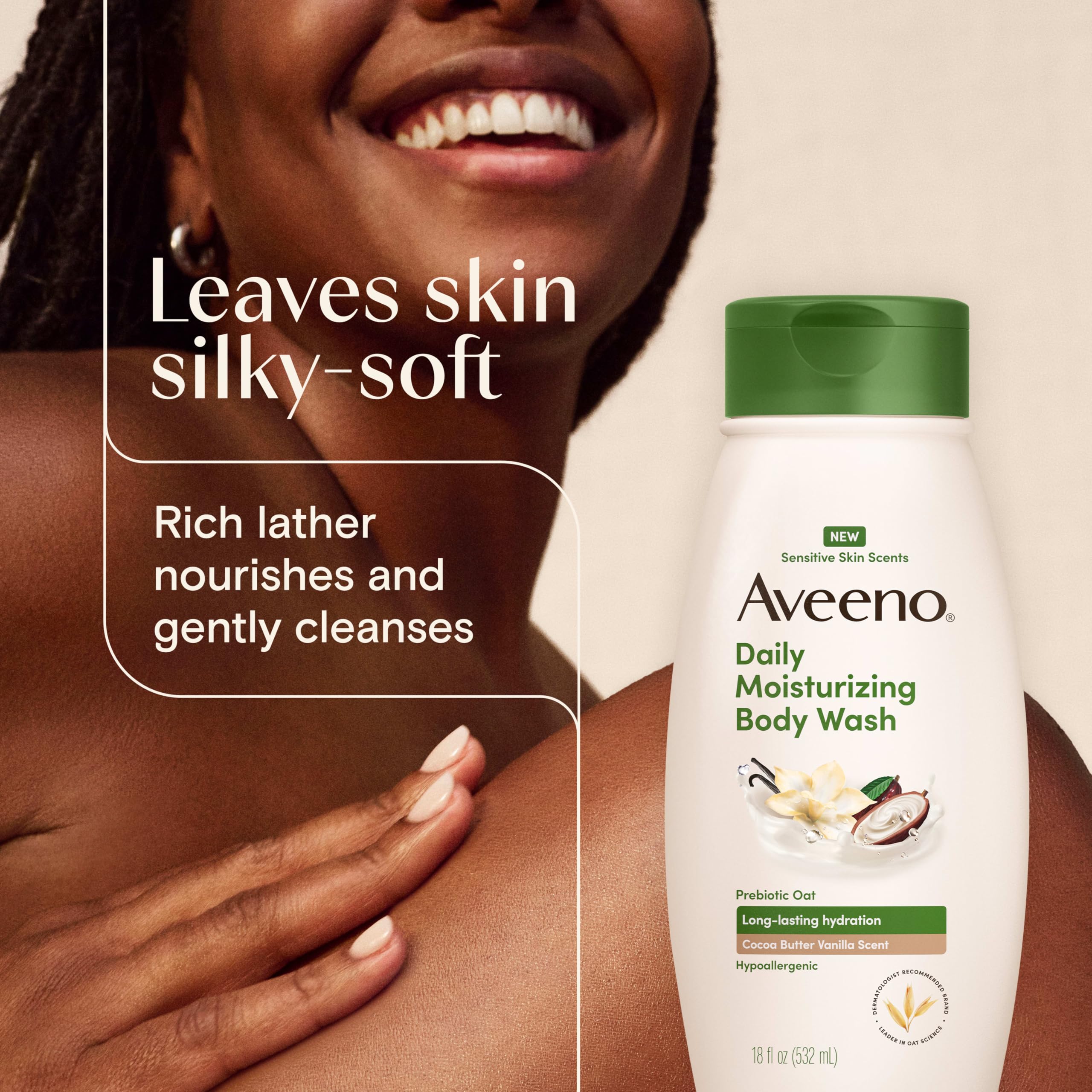 aveeno-daily-moisturizing-body-wash-with-cocoa-butter-vanilla-scent-prebiotic-oa image 6