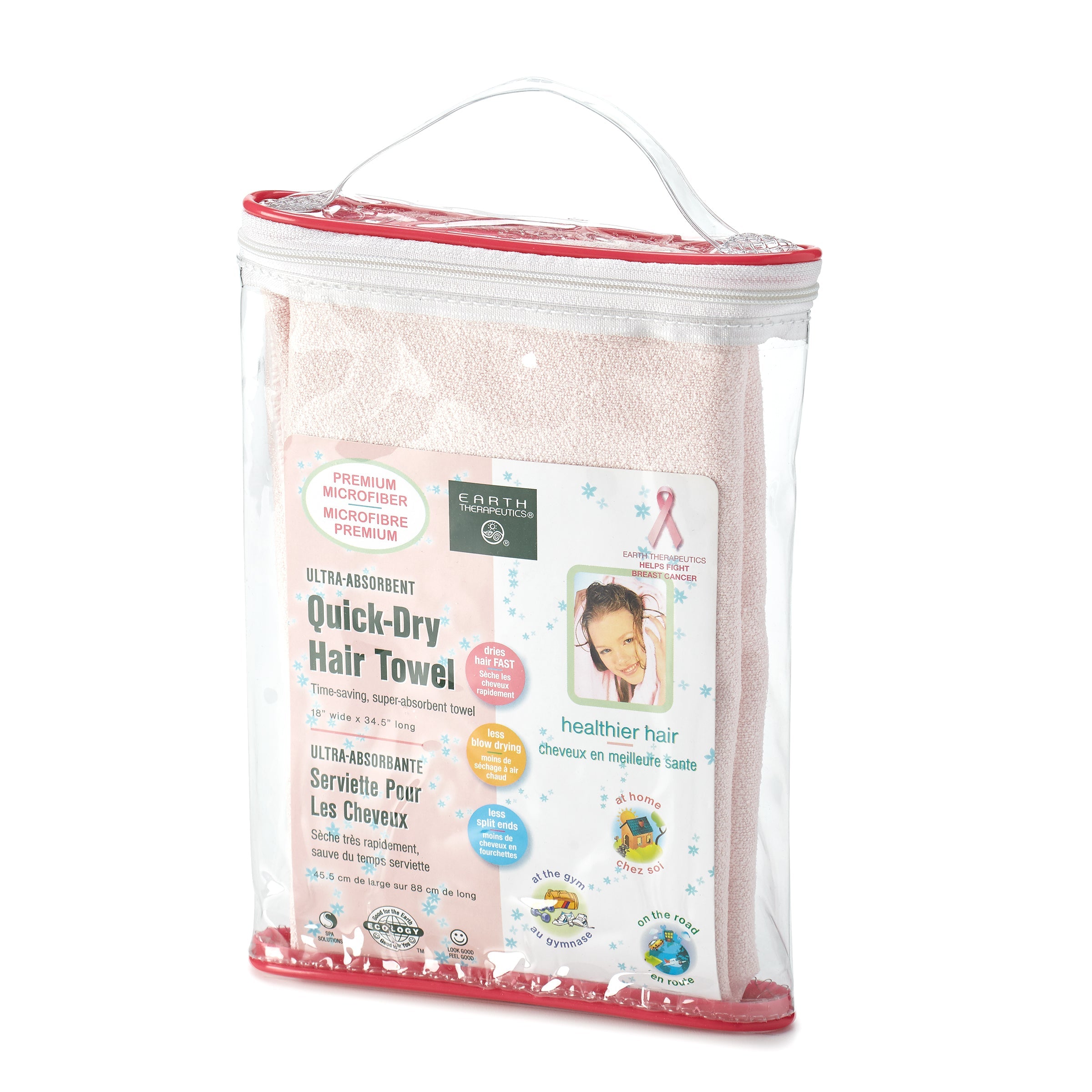 earth-therapeutics-ultra-absorbent-quick-dry-hair-body-towel-pink-microfiber-tow image 2