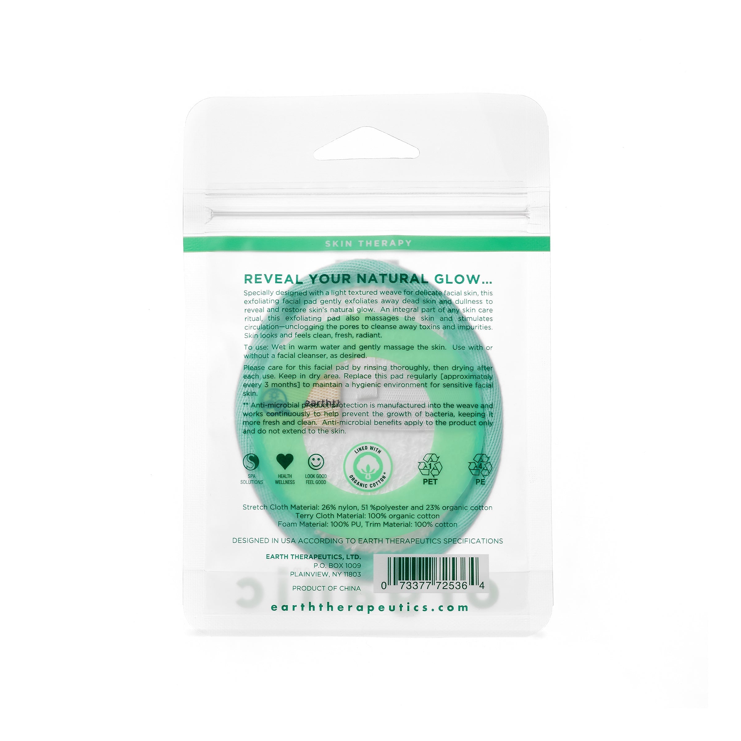 earth-therapeutics-organic-cotton-exfoliating-facial-pad-white image 2