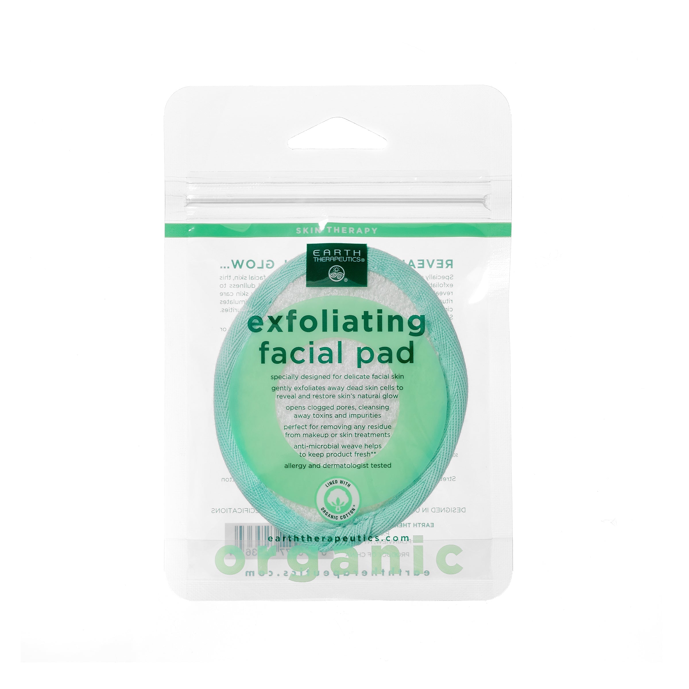 earth-therapeutics-organic-cotton-exfoliating-facial-pad-white image 1