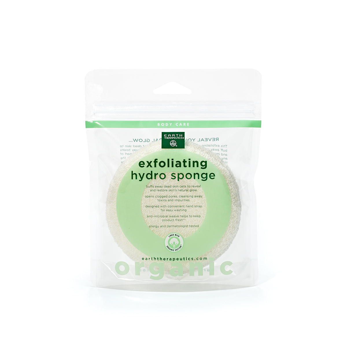 earth-therapeutics-organic-cotton-exfoliating-hydro-sponge-round-natural image 1